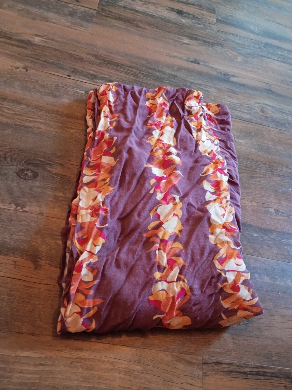 Purple Floral-Stripe Women's Swim Sarong Cover-Up